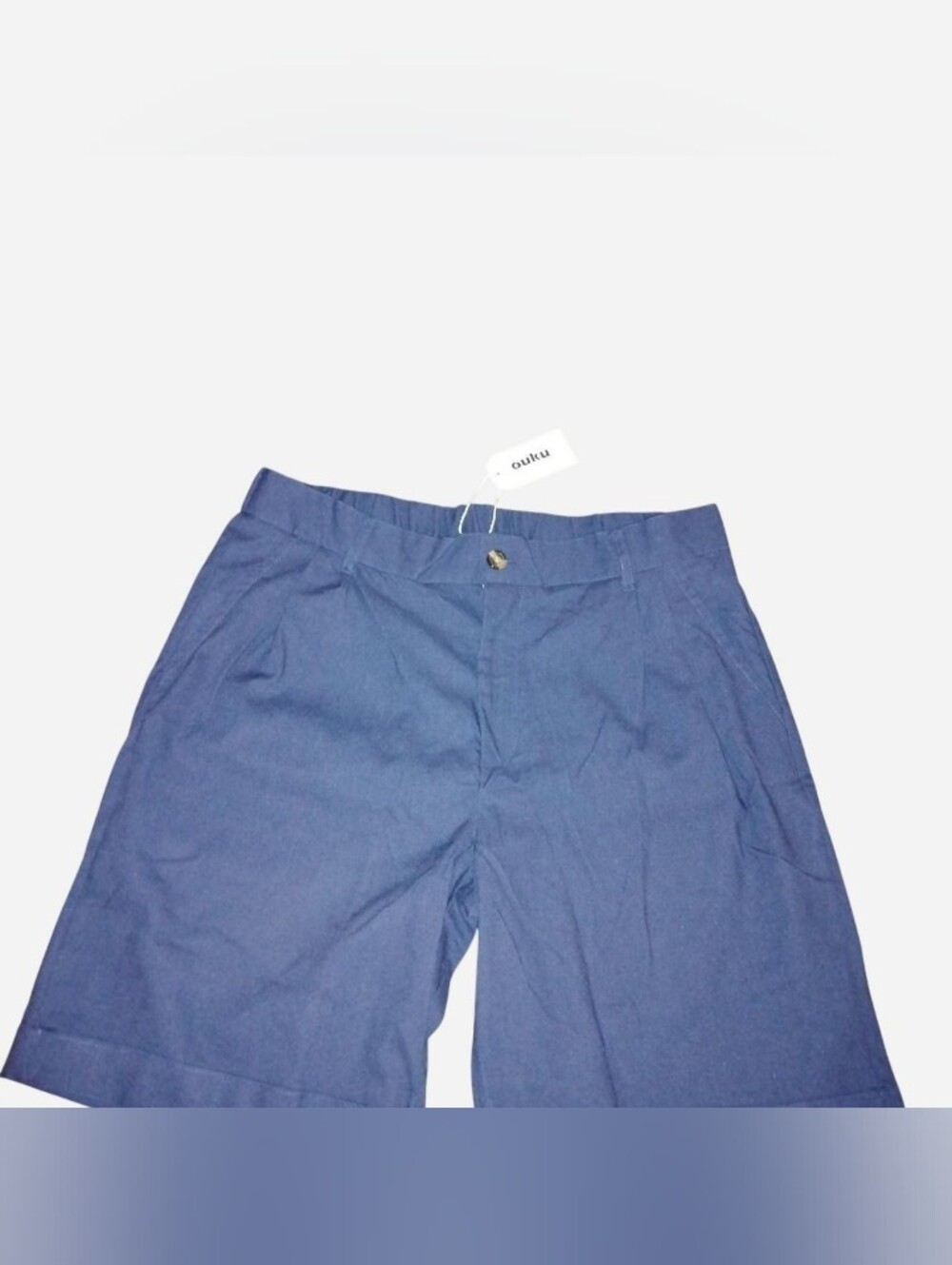 Ouku Men's Navy Blue Hybrid Elastic Waist Chino Shorts - Size Large NWT